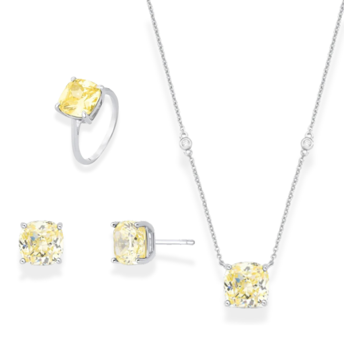 Conjunto Tess zircônia fancy yellow prata 925