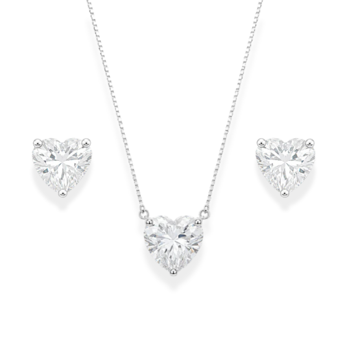 Conjunto Verona coração zircônia branca ródio branco
