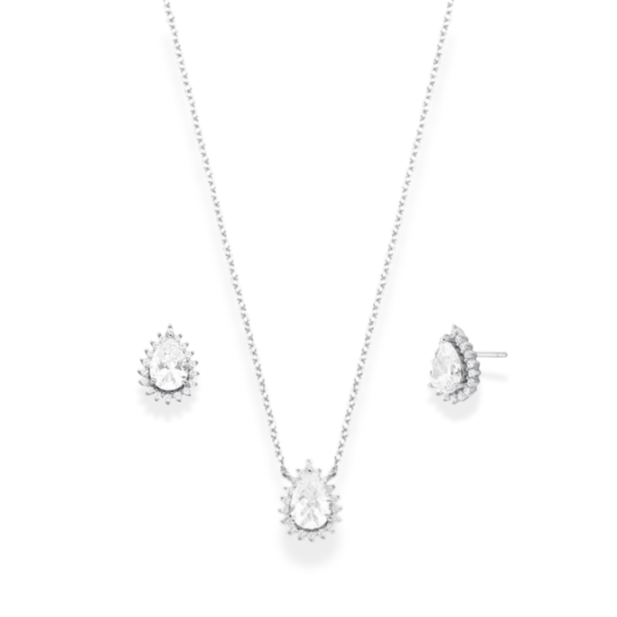 Conjunto Zoey gota zircônia branca prata 925