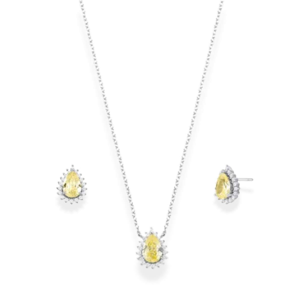 Conjunto Zoey gota zircônia fancy yellow prata 925