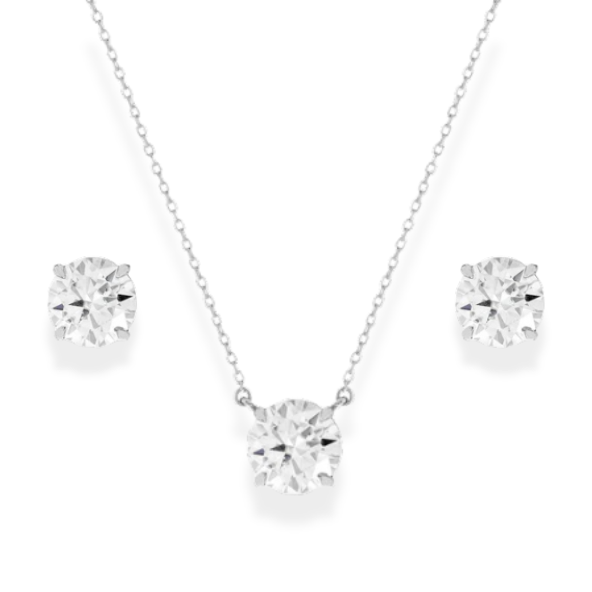 Conjunto ponto de luz Moissanite 2.0ct prata 925 (8.0mm)