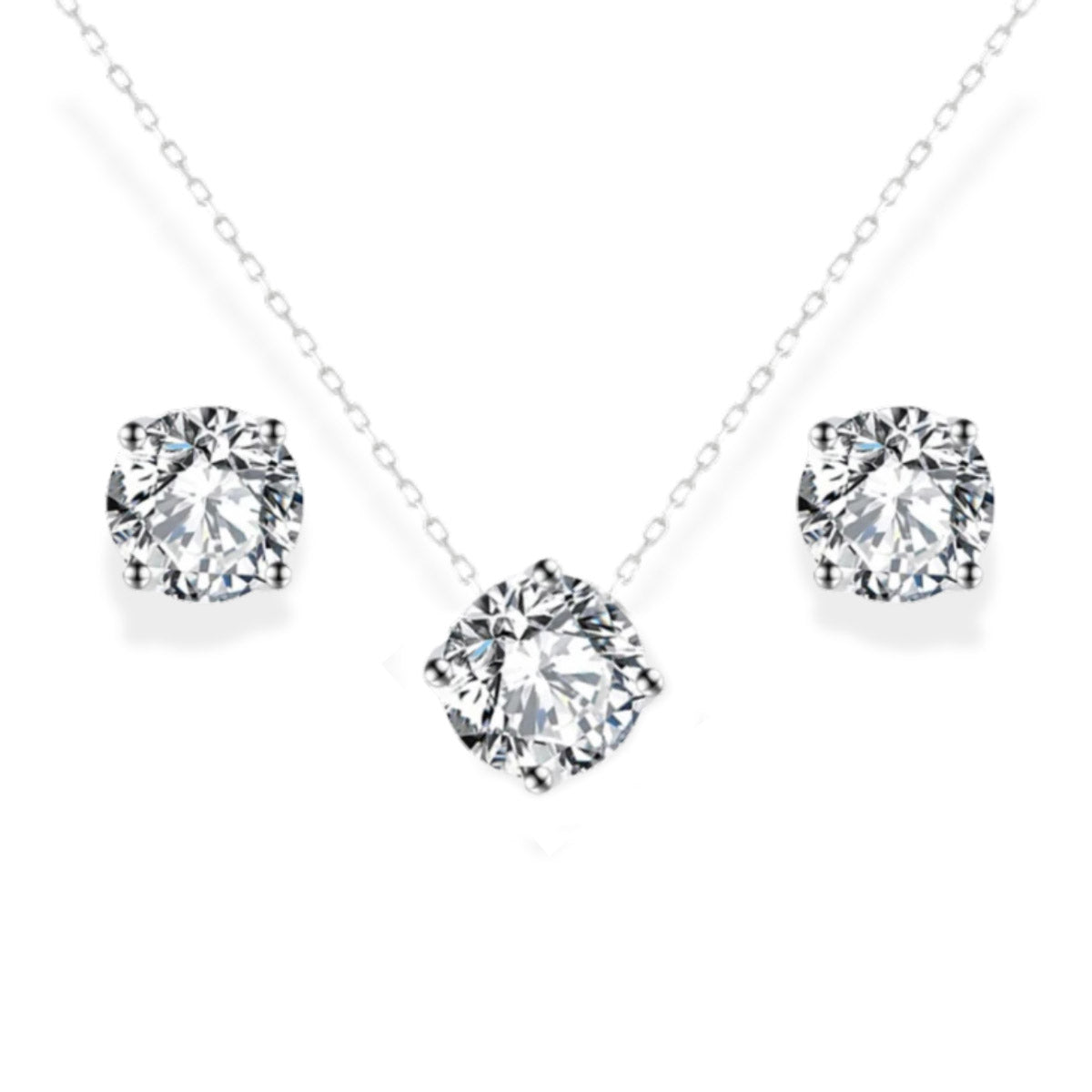 Conjunto ponto de luz zircônia prata 925 (10mm)