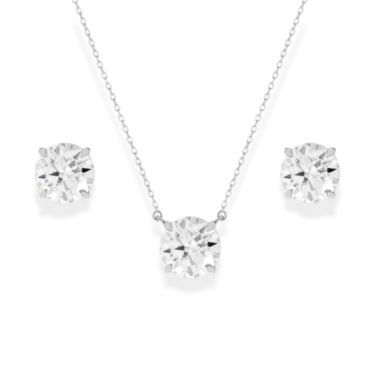 Conjunto redondo ponto luz Moissanite 11mm prata 925