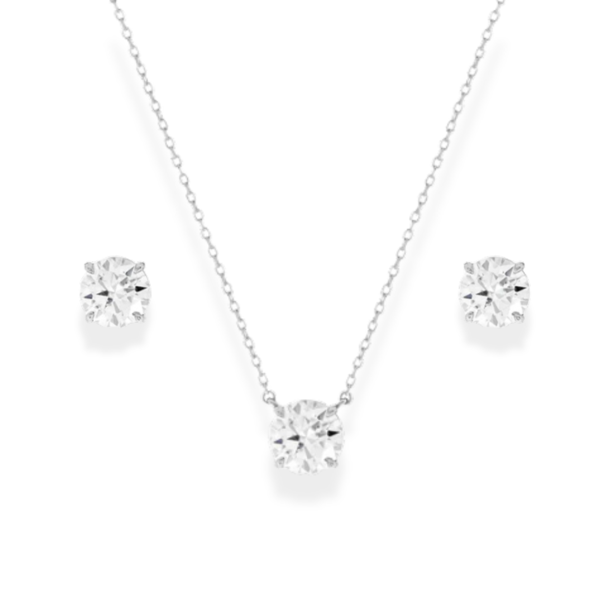 Conjunto solitário ponto de luz Moissanite 5mm prata 925