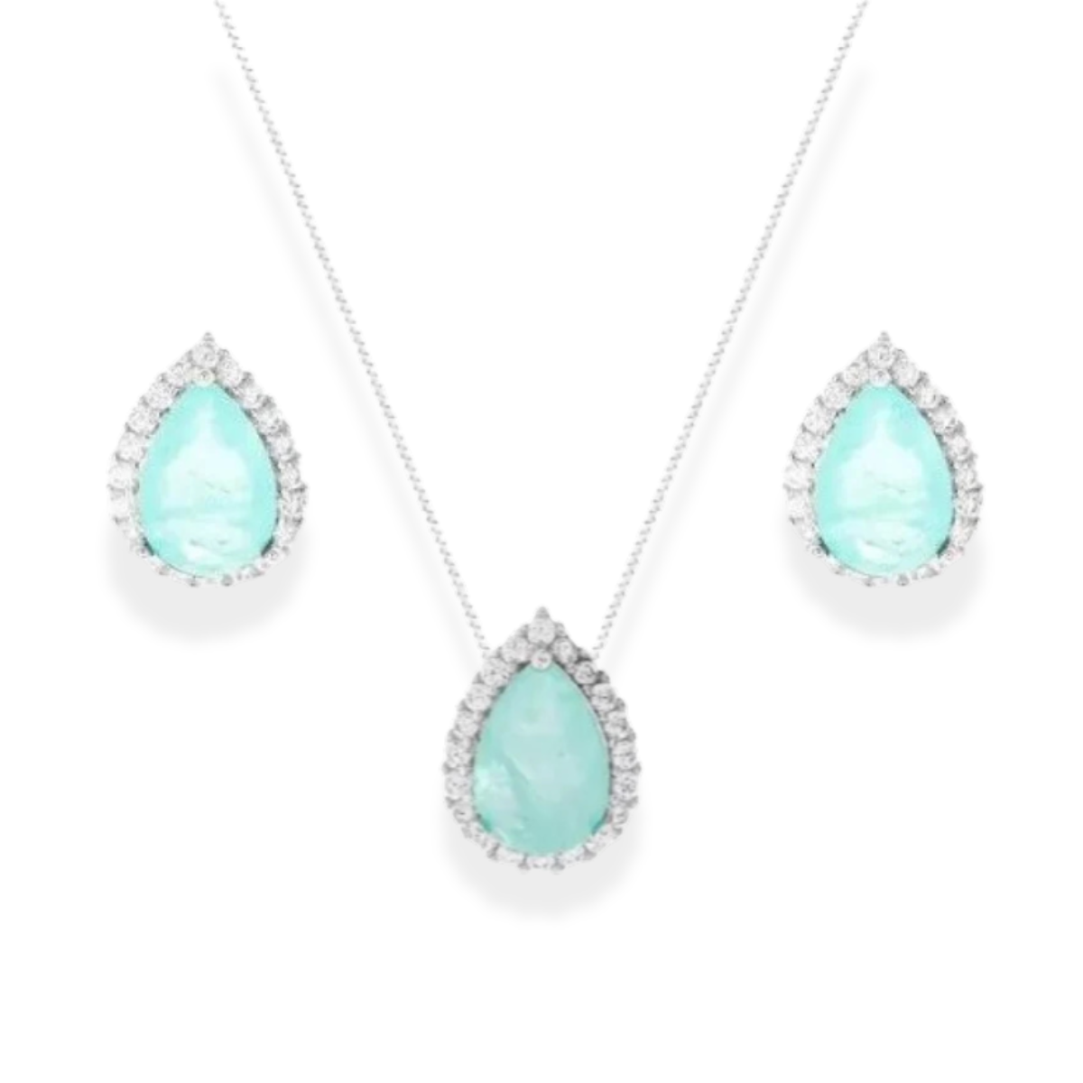 Conjunto gota Betina esmeralda colombiana fusion prata 925