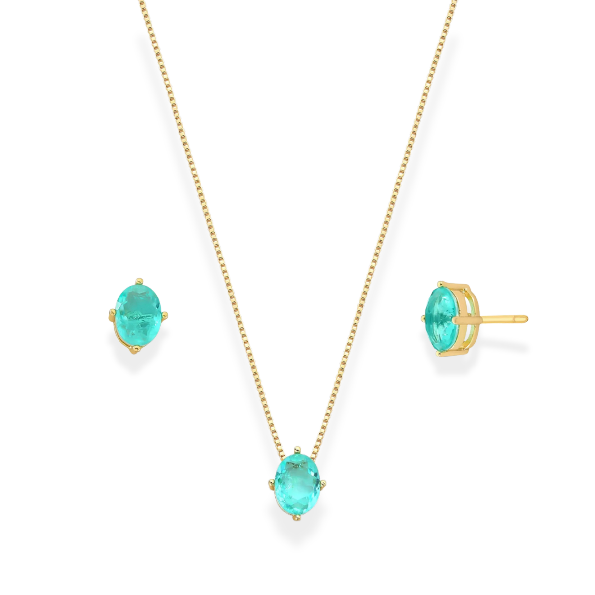 Conjunto oval Candy esmeralda colombiana fusion ouro