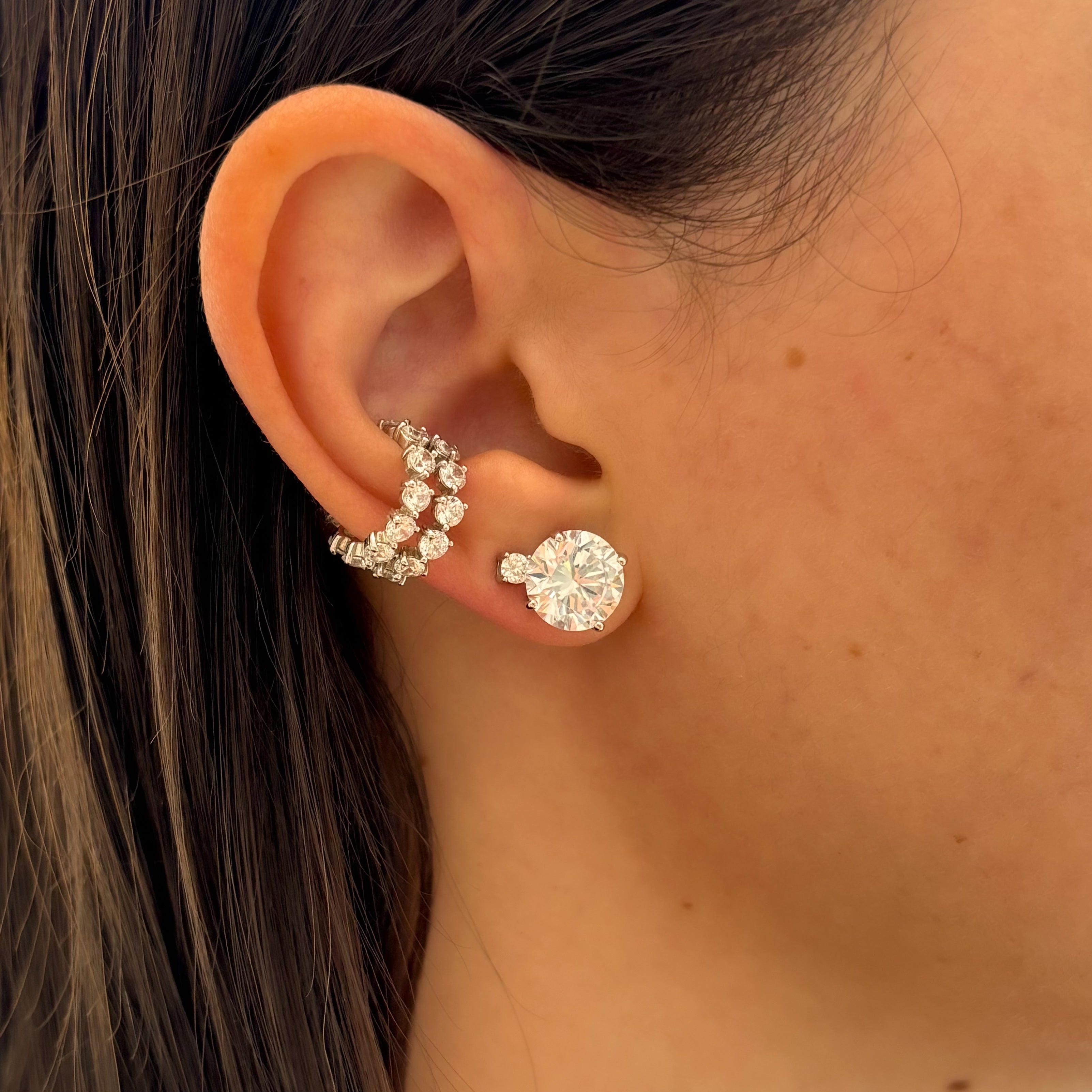 Conjunto ponto de luz zircônia prata 925 (10mm)