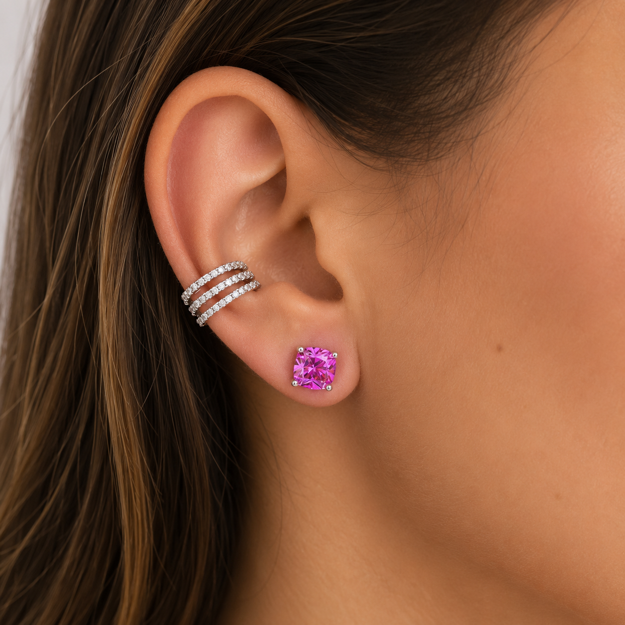 Piercing fake Celine cravejado prata 925