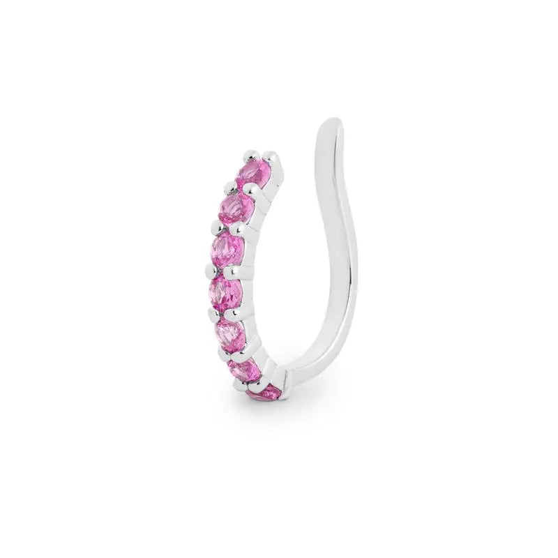 Piercing fake Bellagio zircônia turmalina pink ródio branco