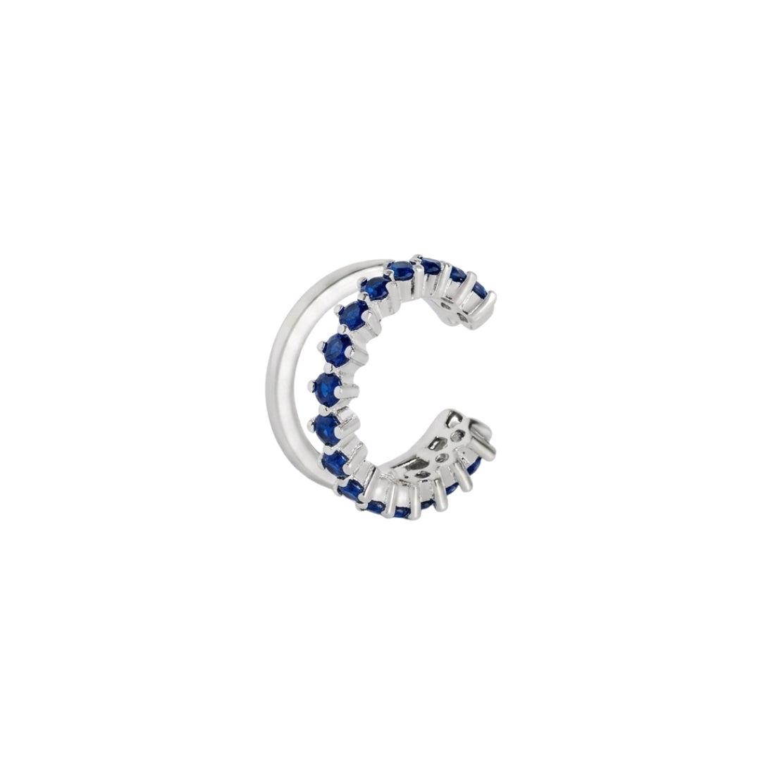 Piercing fake Celeste zircônias azul safira ródio branco