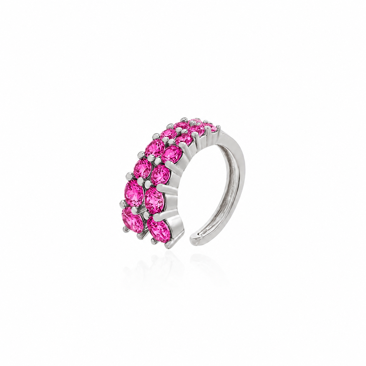Piercing fake Laís zircônia turmalina pink prata 925