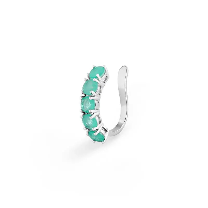 Piercing fake Lua esmeralda colombiana fusion ródio branco