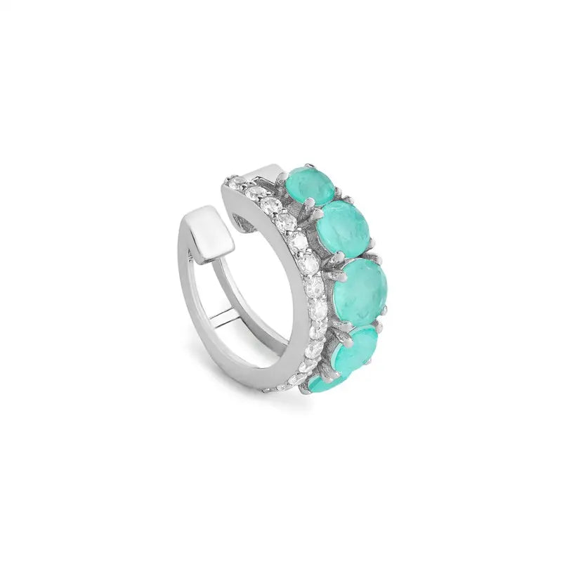 Piercing fake Maldivas esmeralda colombiana fusion prata 925