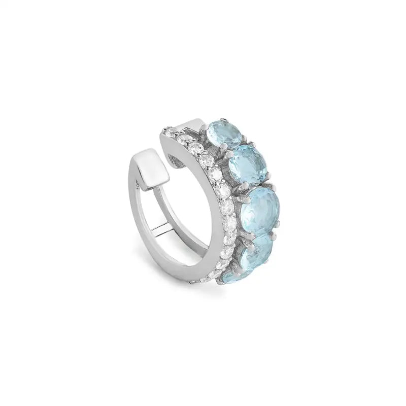 Piercing fake Maldivas zircônia água marinha prata 925
