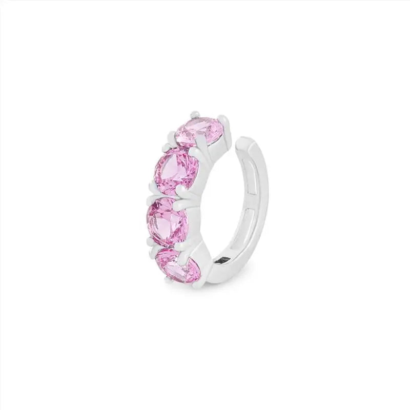 Piercing fake Paola zircônia turmalina pink ródio branco