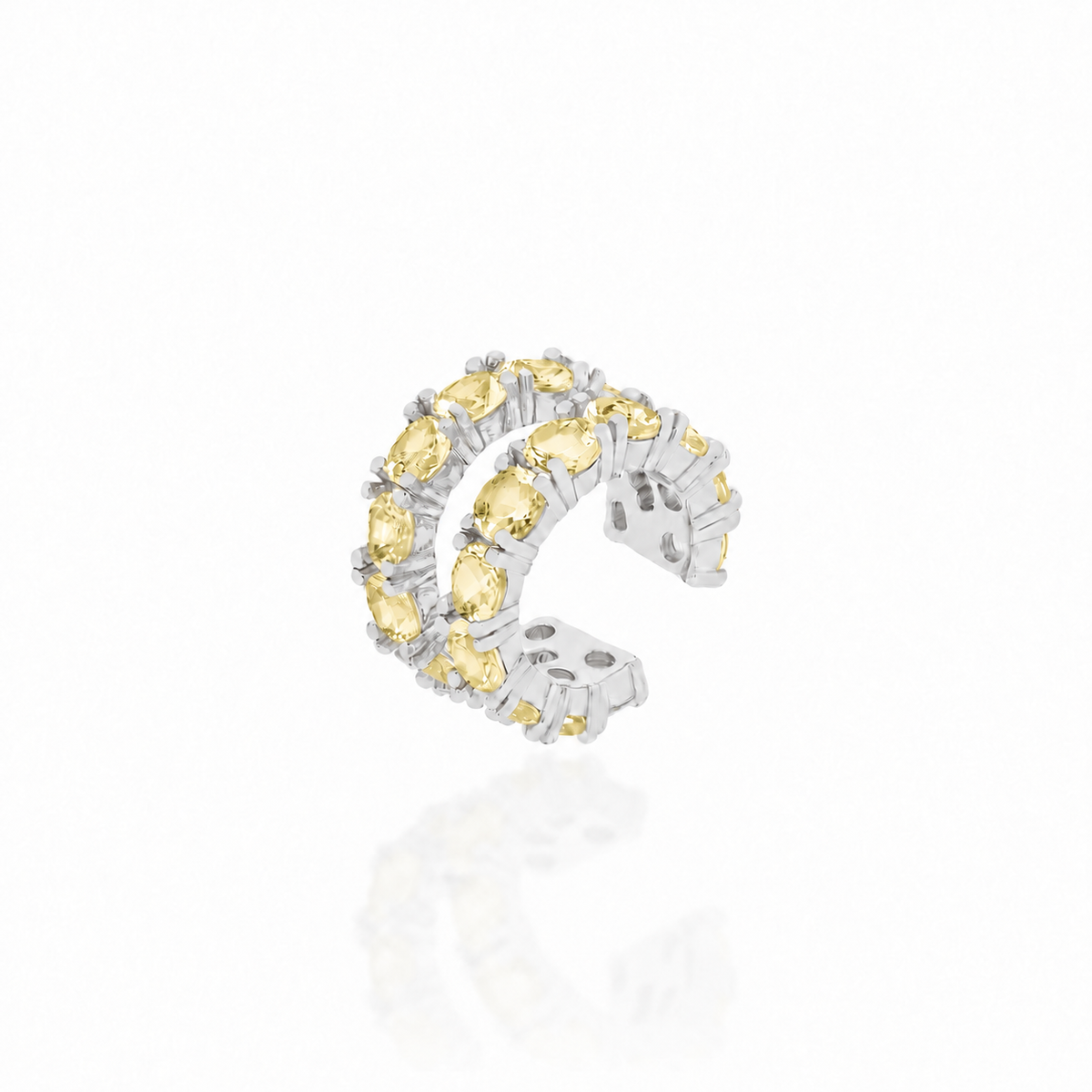Piercing fake Wendy cravejado com zircônias fancy yellow ródio branco