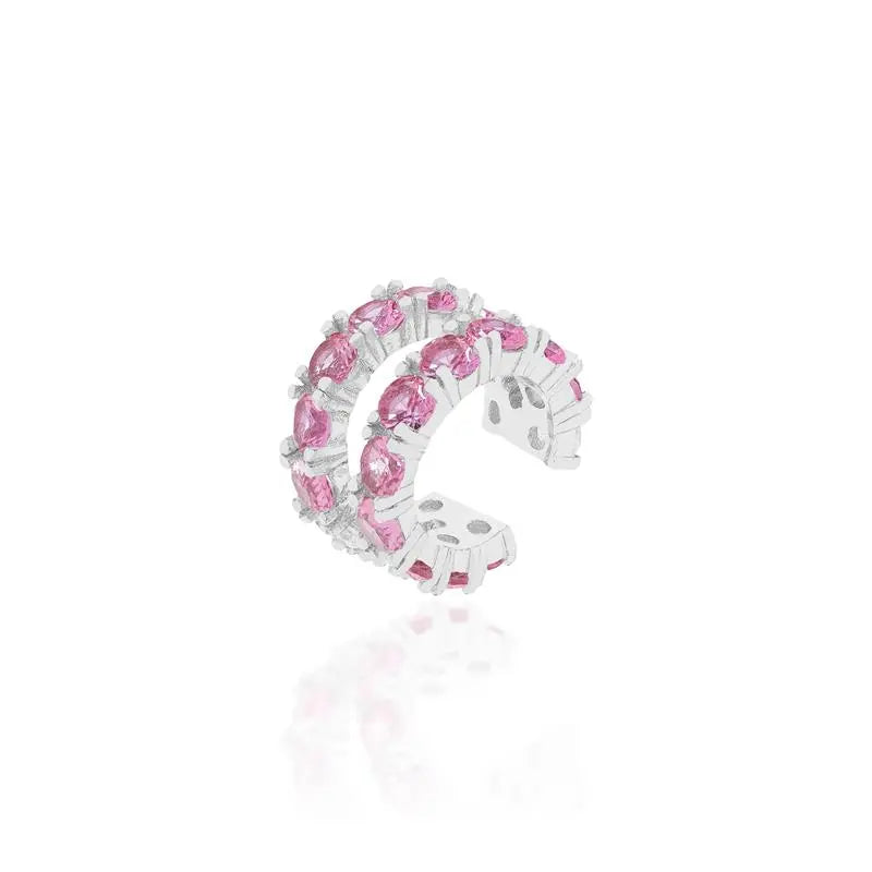 Piercing fake Wendy cravejado com zircônias turmalina pink ródio branco