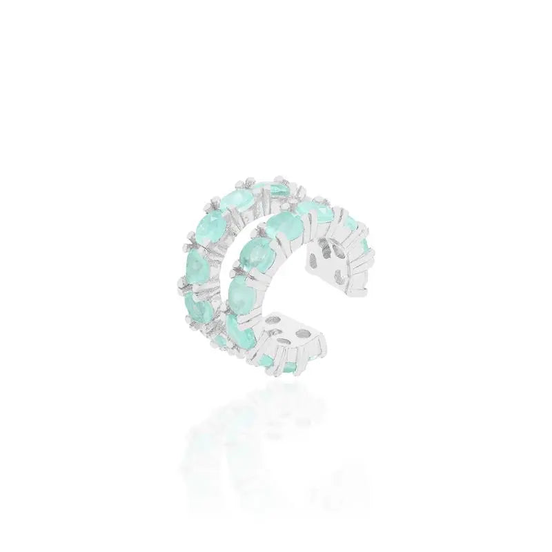 Piercing fake Wendy cravejado esmeralda colombiana fusion ródio branco