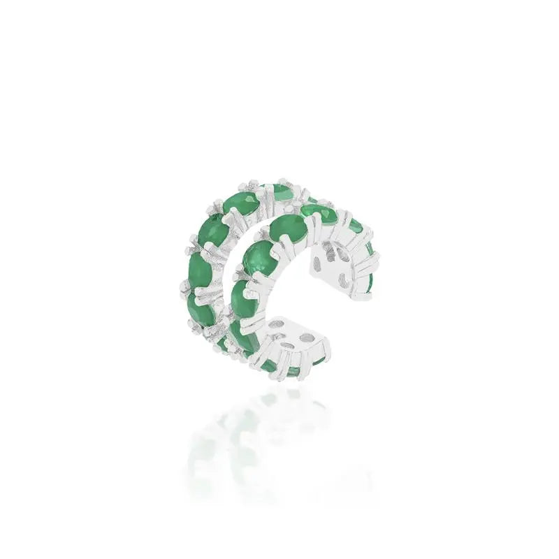 Piercing fake Wendy cravejado esmeralda fusion ródio branco