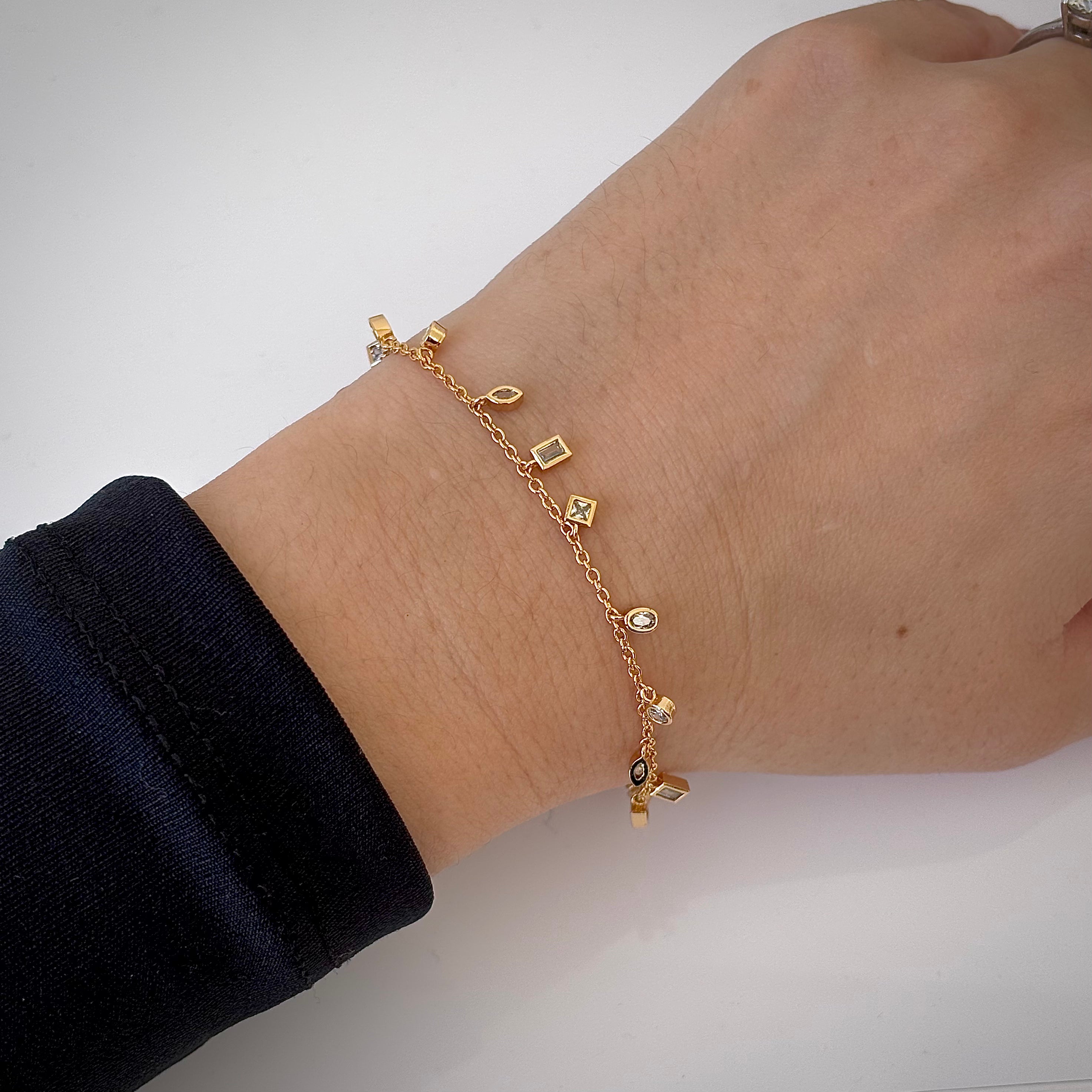 Pulseira Adele zircônias brancas ouro