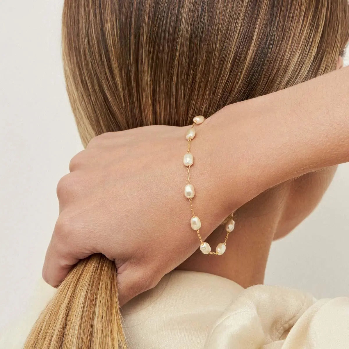 Pulseira Dot pérola barroca shell ouro