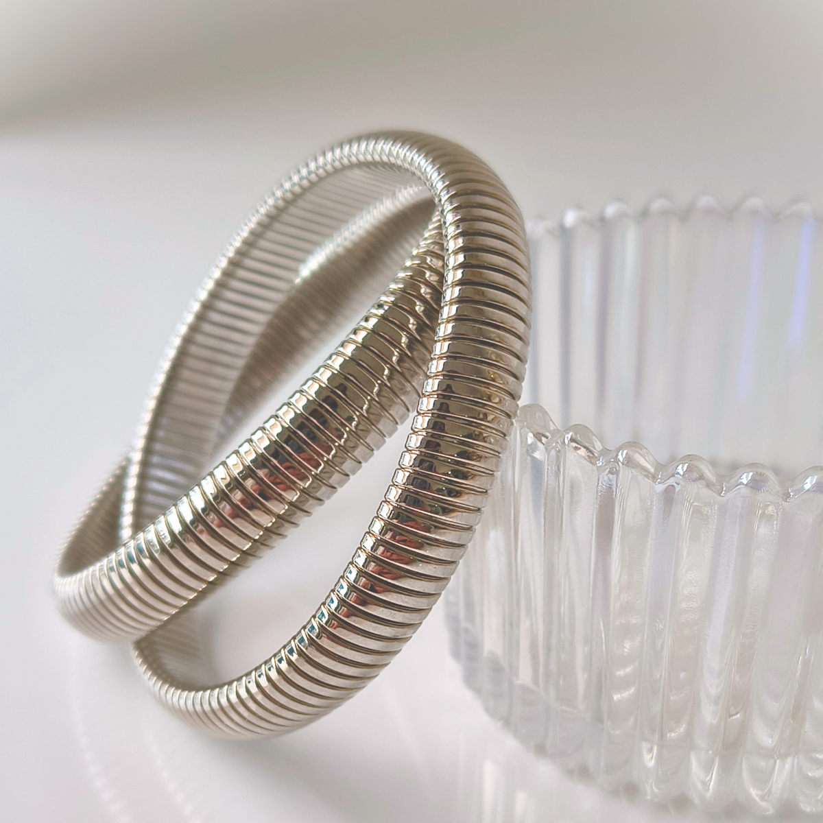 Pulseira bracelete duo snake ródio branco