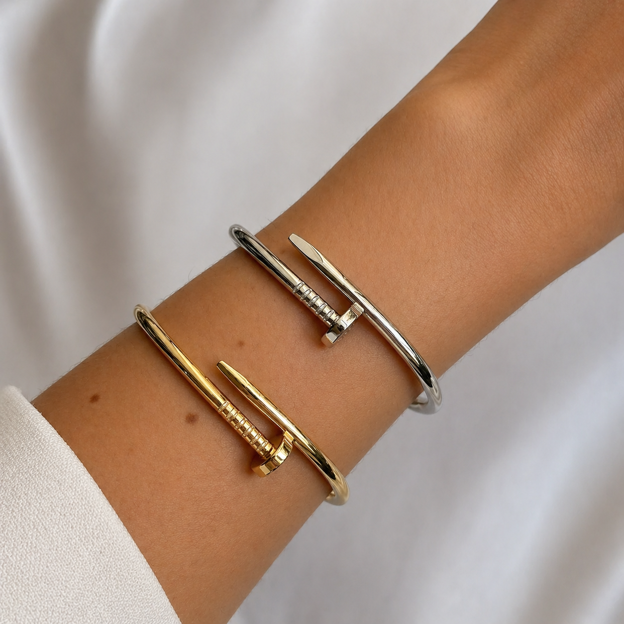 Pulseira bracelete prego liso ródio branco - foto 2