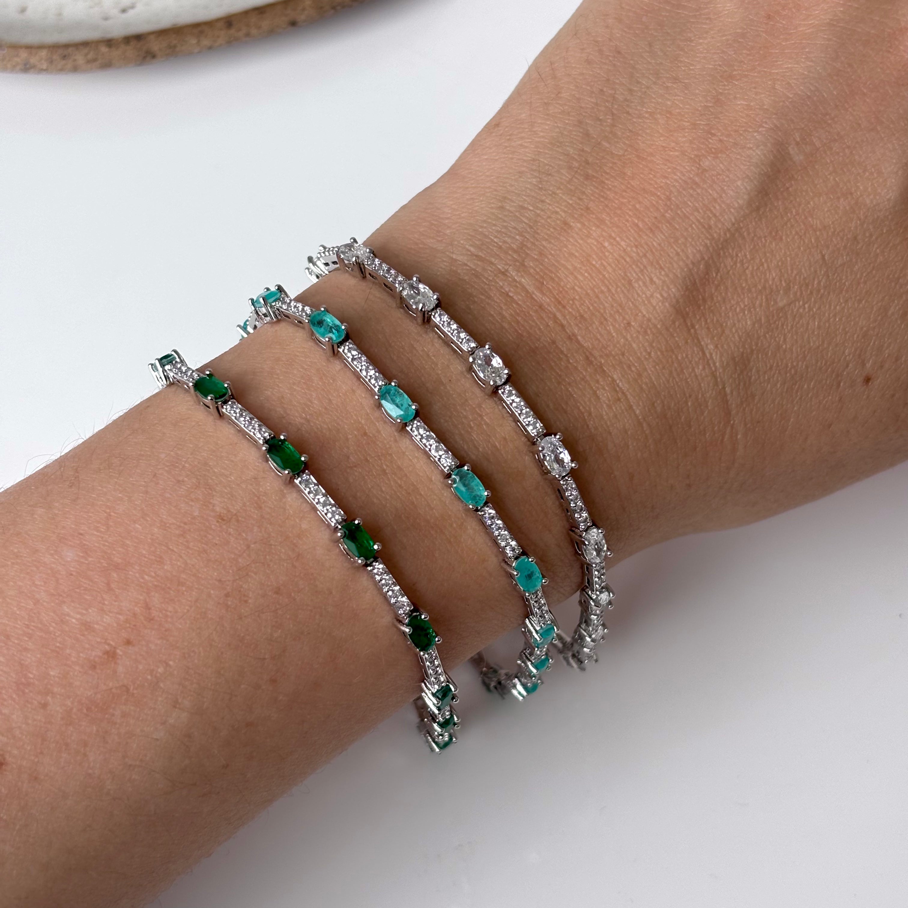 Pulseira riviera Carolina zircônias brancas ródio branco