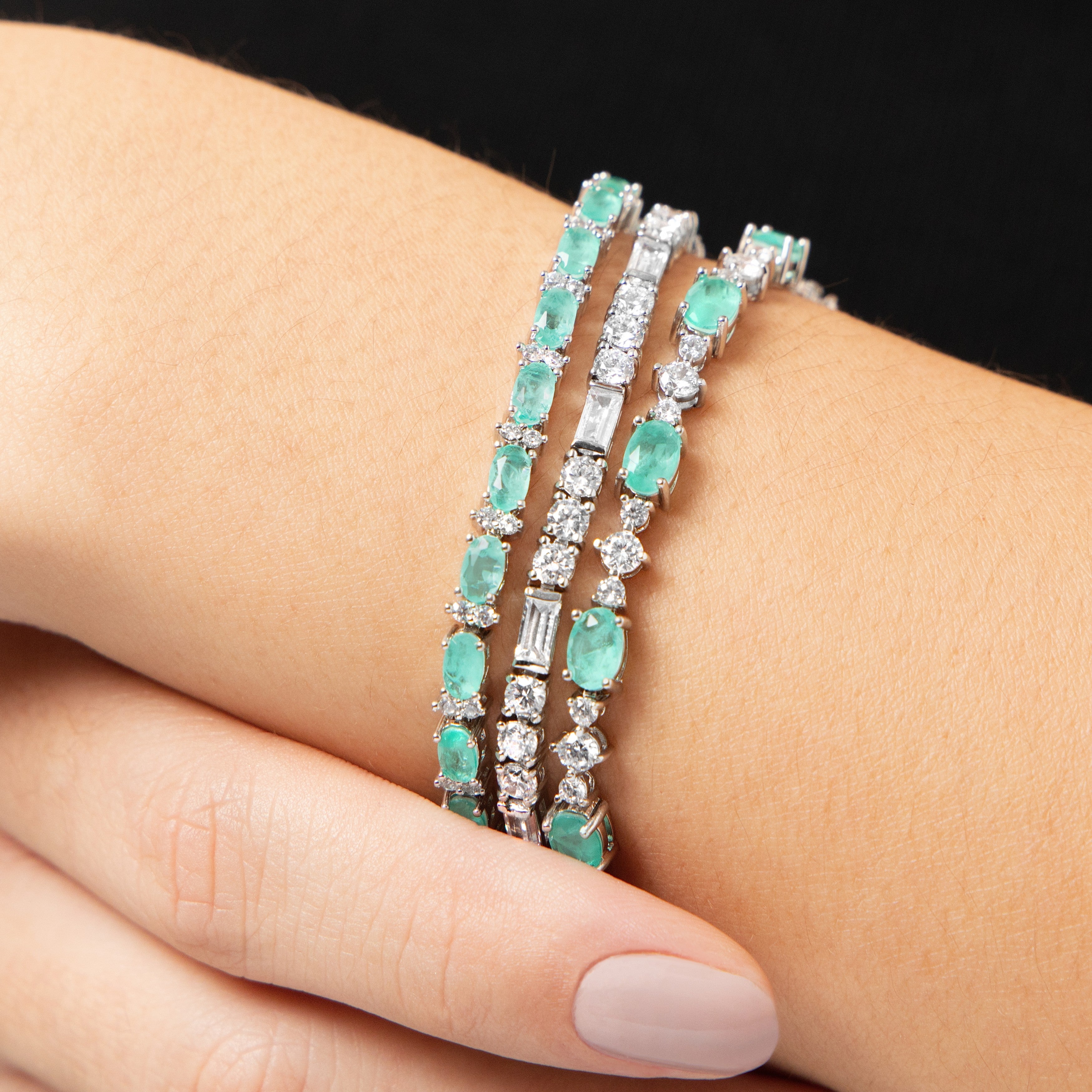 Pulseira riviera Patrícia zircônias brancas ródio branco