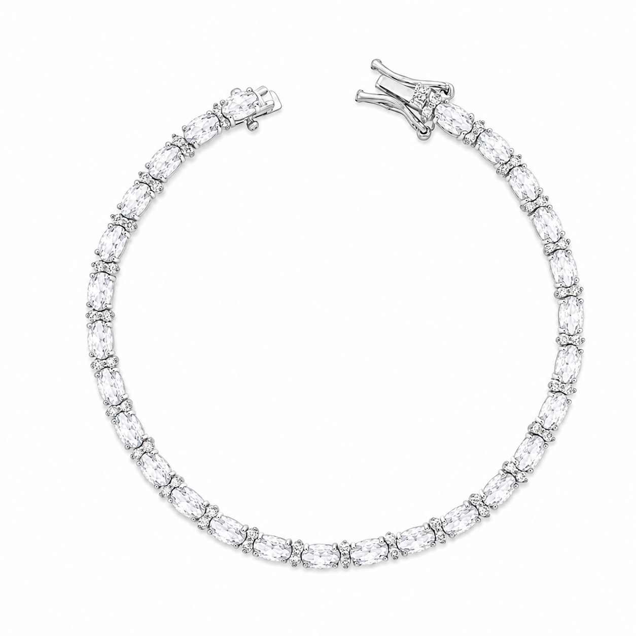 Pulseira riviera Laura zircônias brancas ródio branco