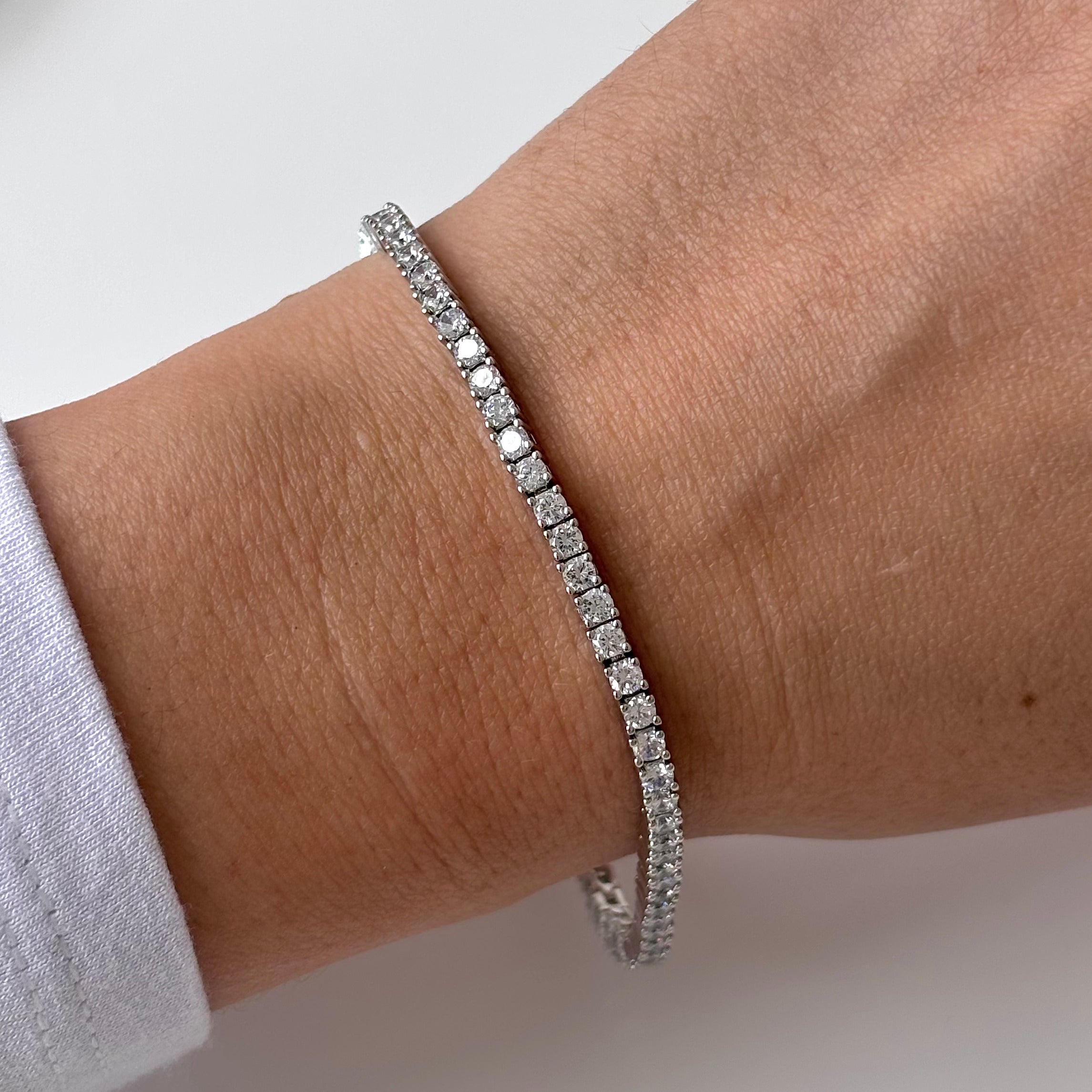 Pulseira riviera zircônias brancas ródio branco 2mm