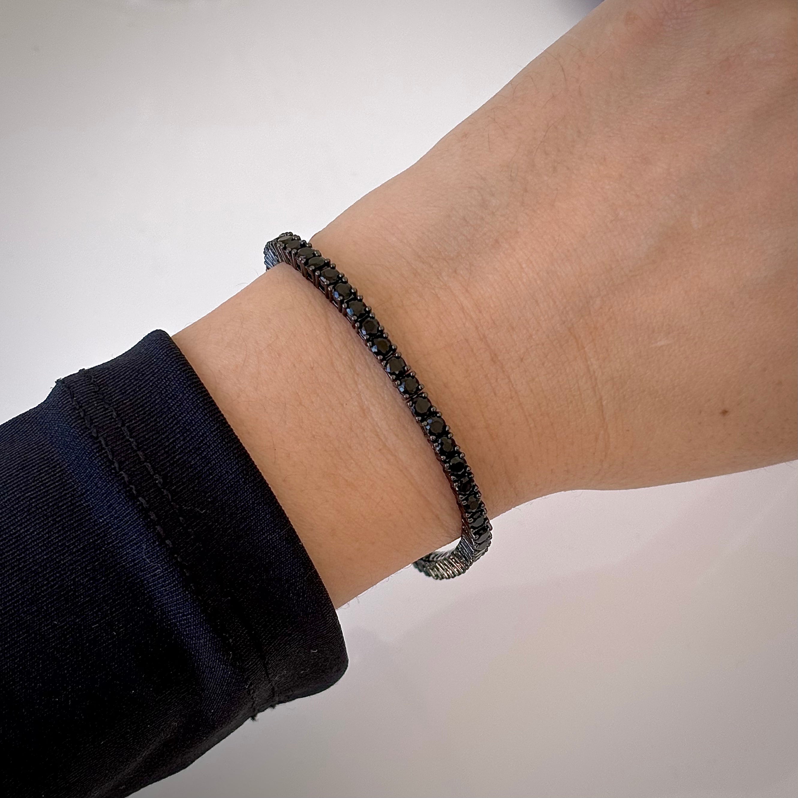 Pulseira riviera zircônias negras ródio negro
