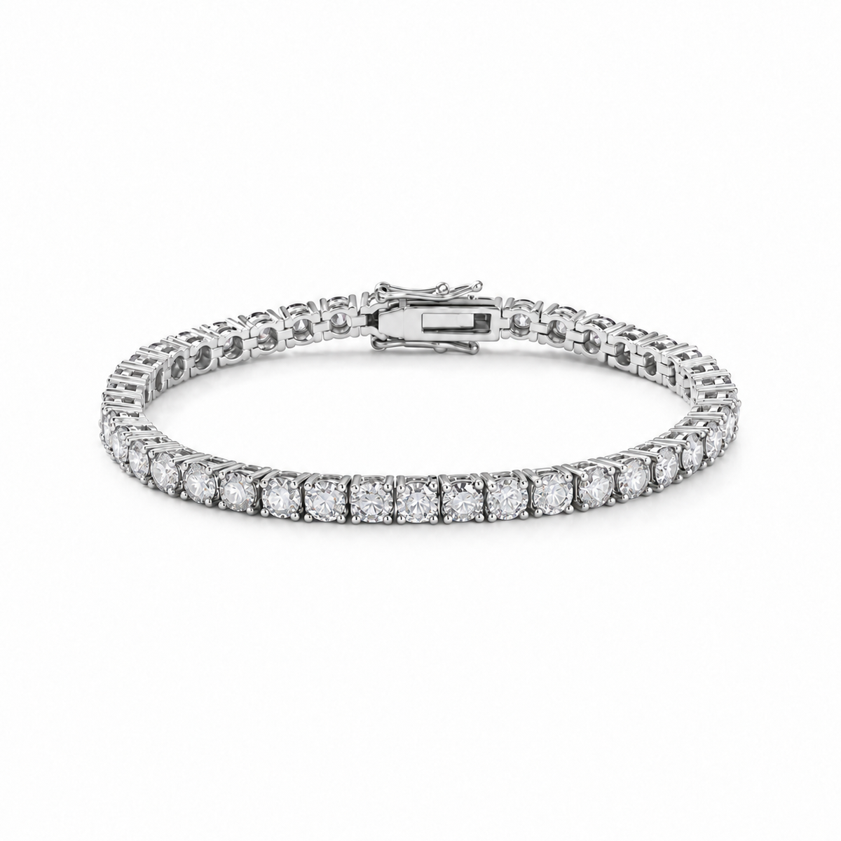Pulseira classic riviera zircônias brancas ródio branco (4mm)