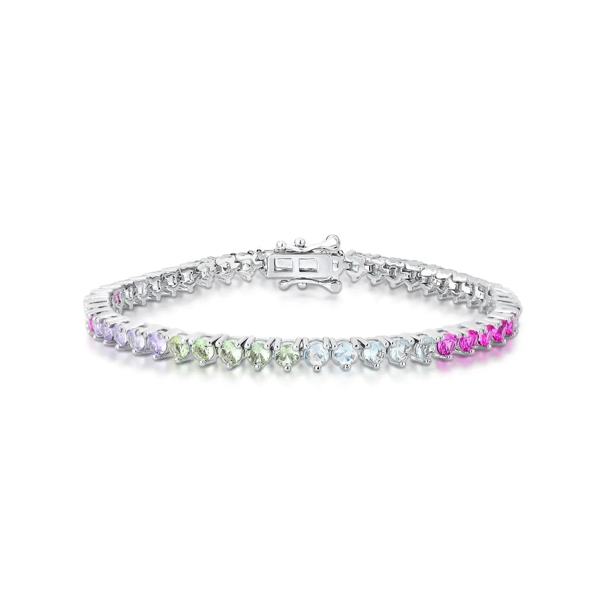 Pulseira classic riviera zircônias coloridas ródio branco (3mm)