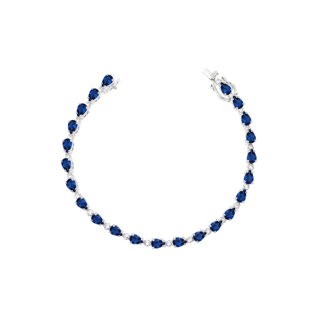 Pulseira riviera Eva zircônias azul safira ródio branco