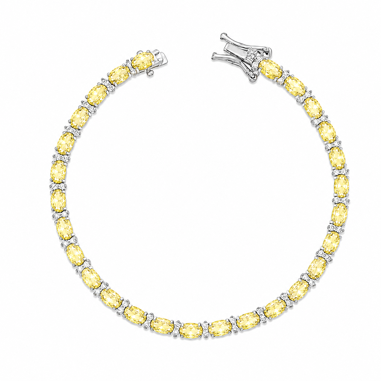 Pulseira riviera Laura zircônias fancy yellow ródio branco