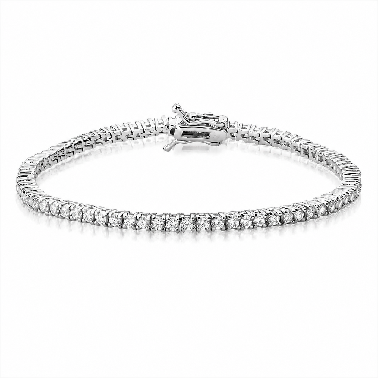 Pulseira riviera zircônias brancas ródio branco 2mm