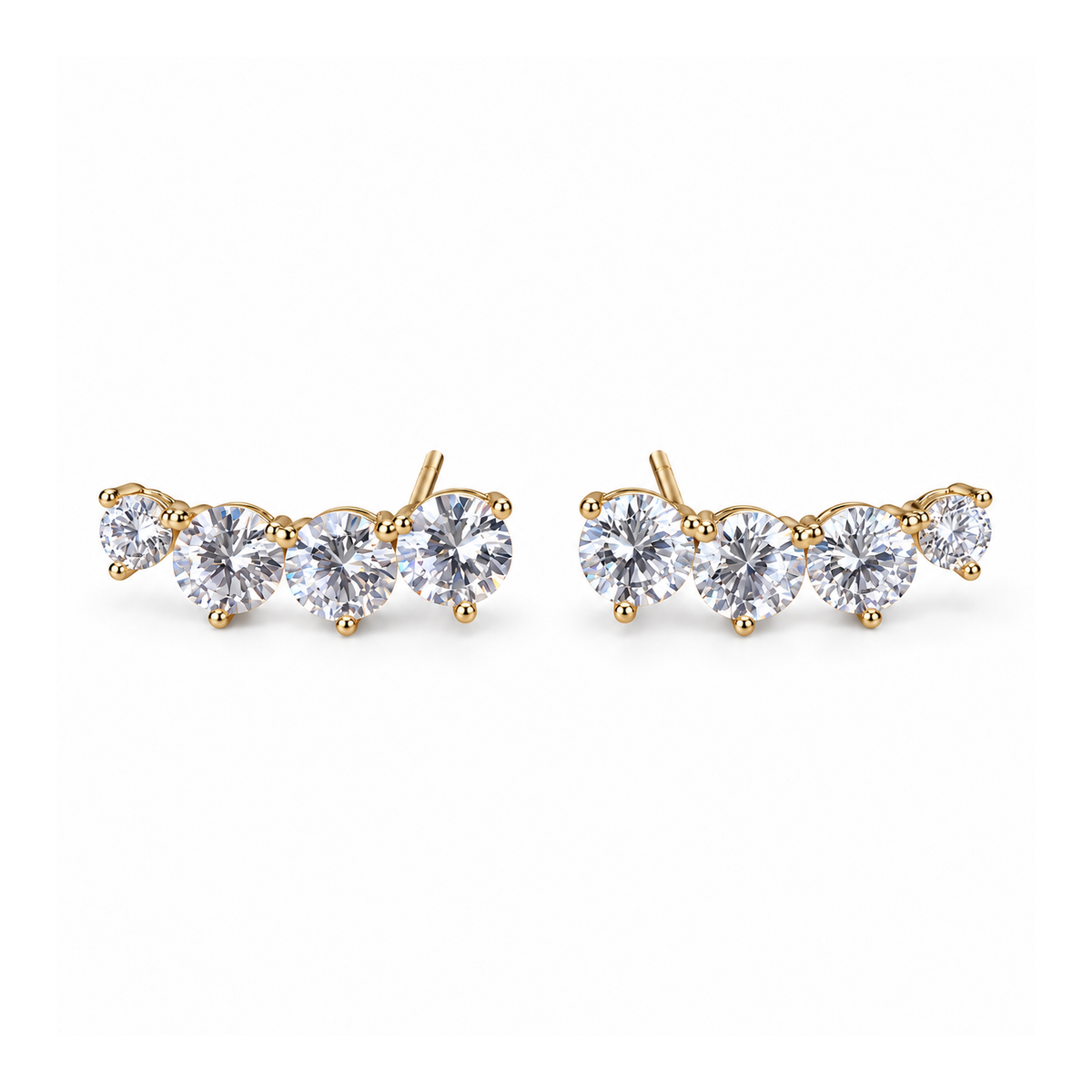 Brinco ear cuff Rise zircônias brancas ouro