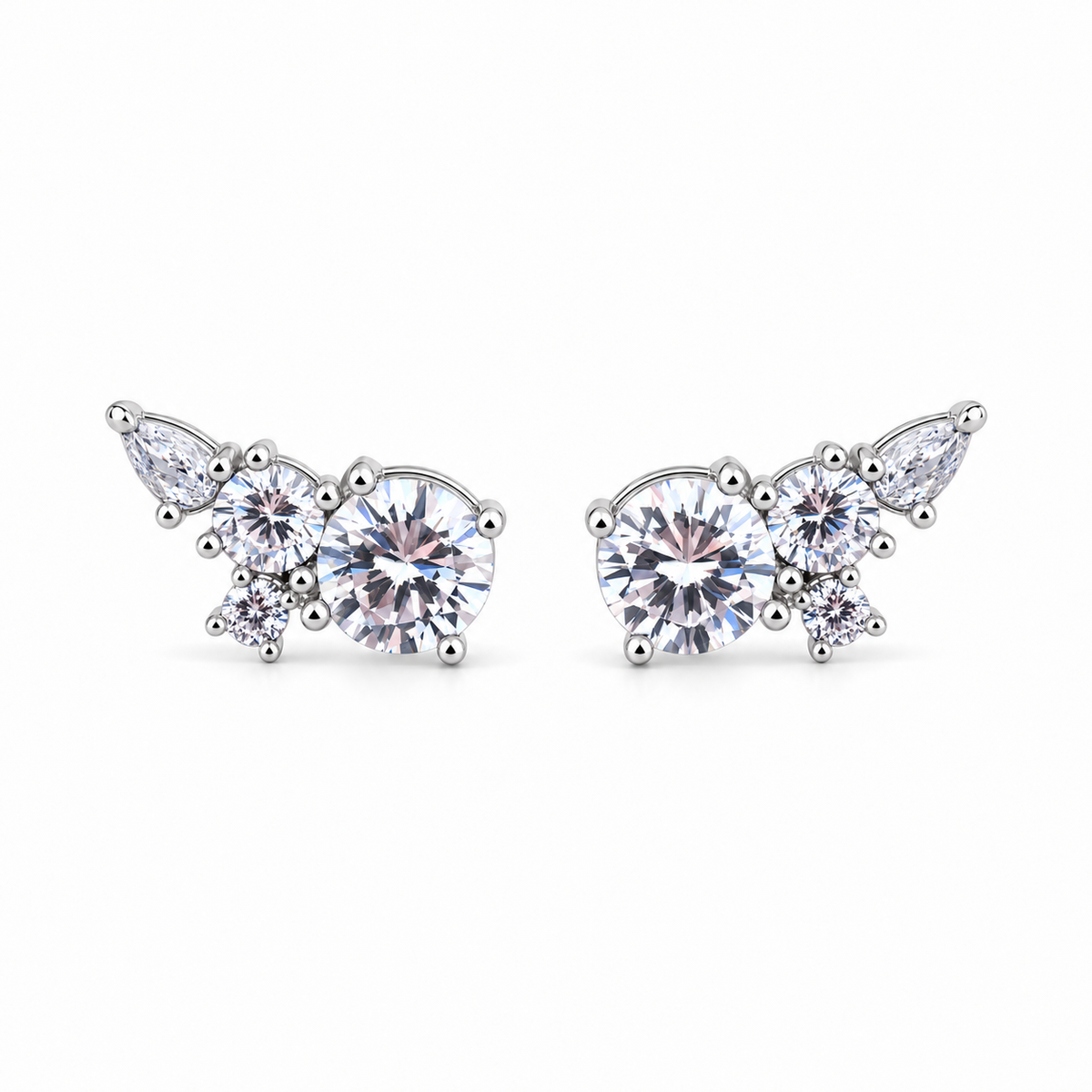 Brinco ear cuff Wing zircônias brancas ródio branco