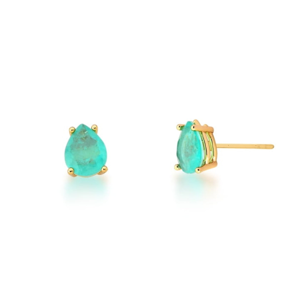 Brinco gota Mint esmeralda colombiana fusion ouro