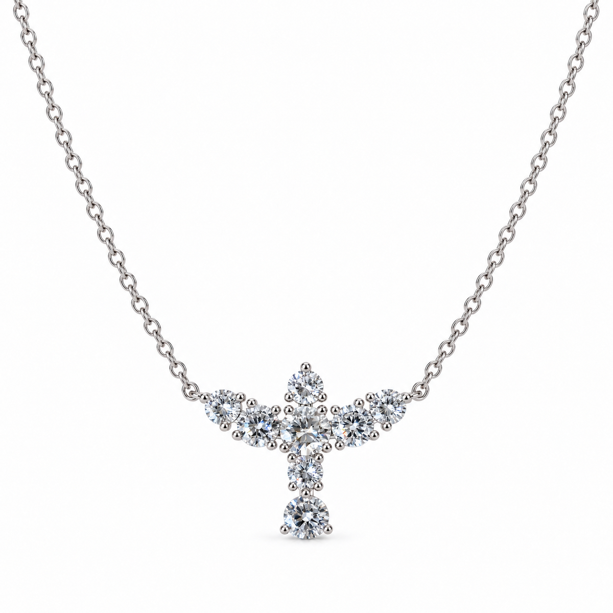 Colar Espírito Santo zircônias brancas ródio branco