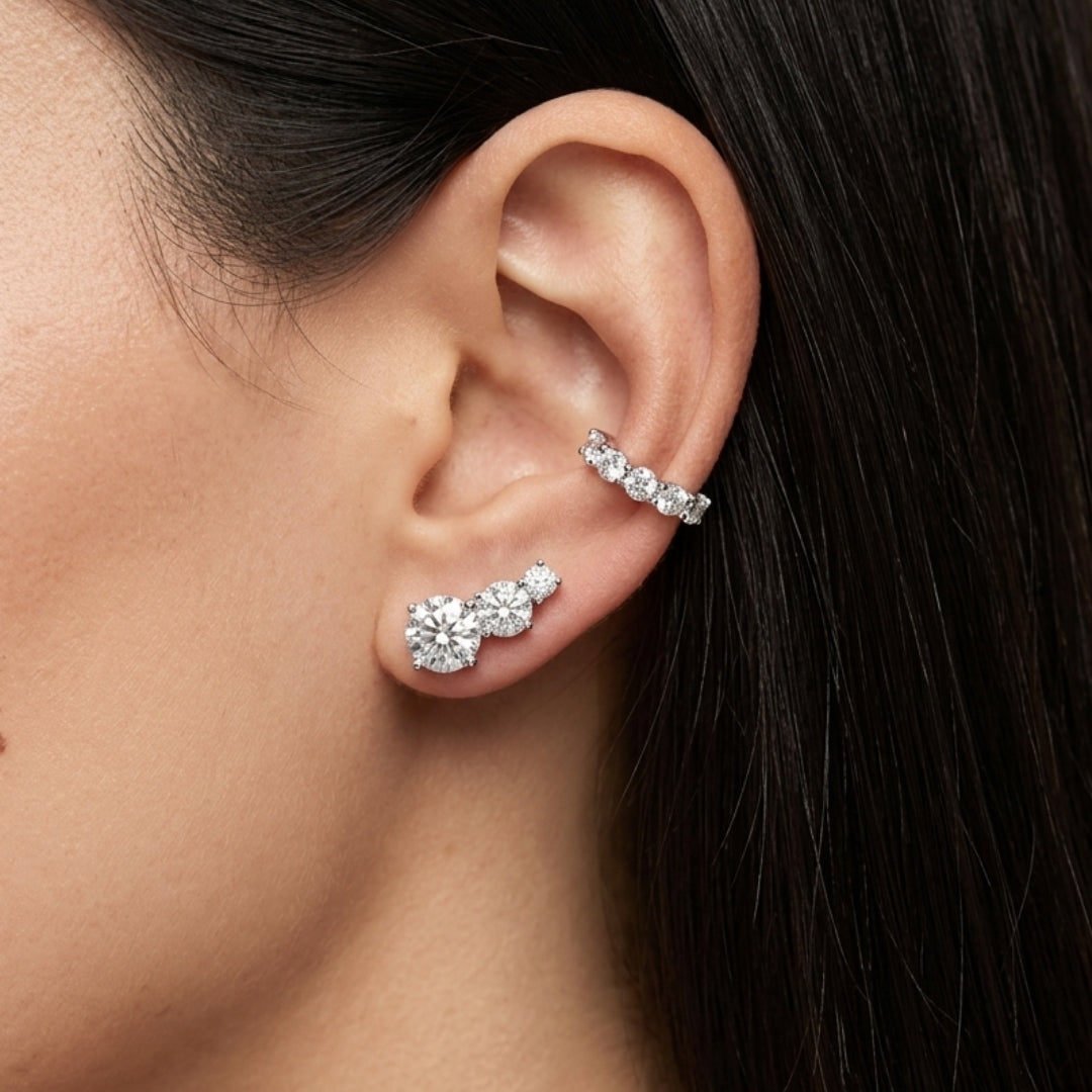 Brinco ear cuff Moissanite 1.2ct prata 925 - foto 2