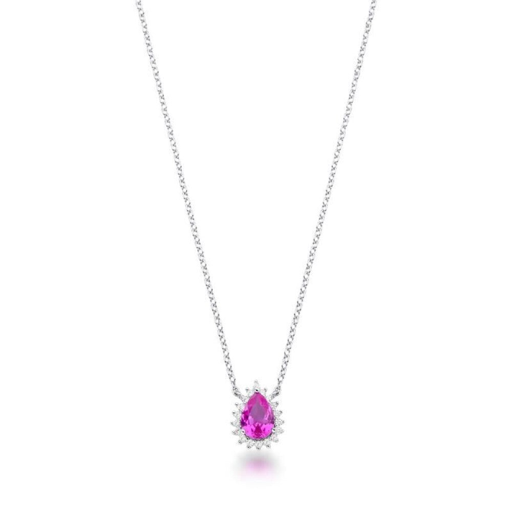 Colar Zoey gota zircônia turmalina pink prata 925