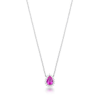 Colar Zoey gota zircônia turmalina pink prata 925