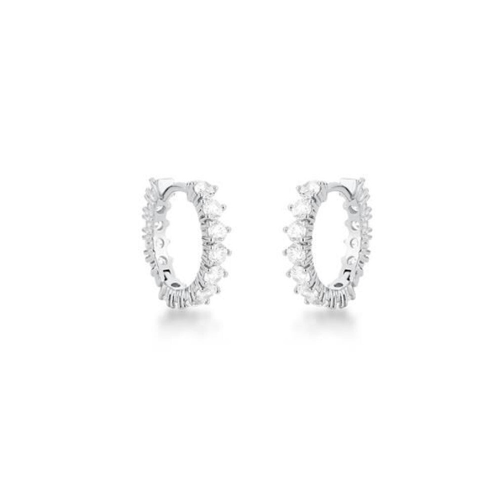 Brinco argola Mabel zircônias brancas ródio branco