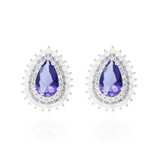 Brinco gota Holly zircônia tanzanita prata 925