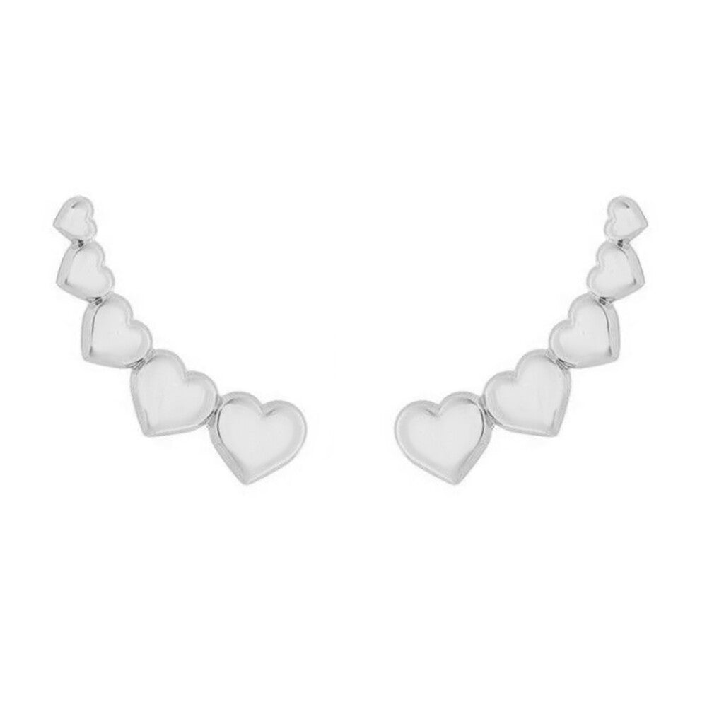 Brinco ear cuff Betsy corações liso ródio branco