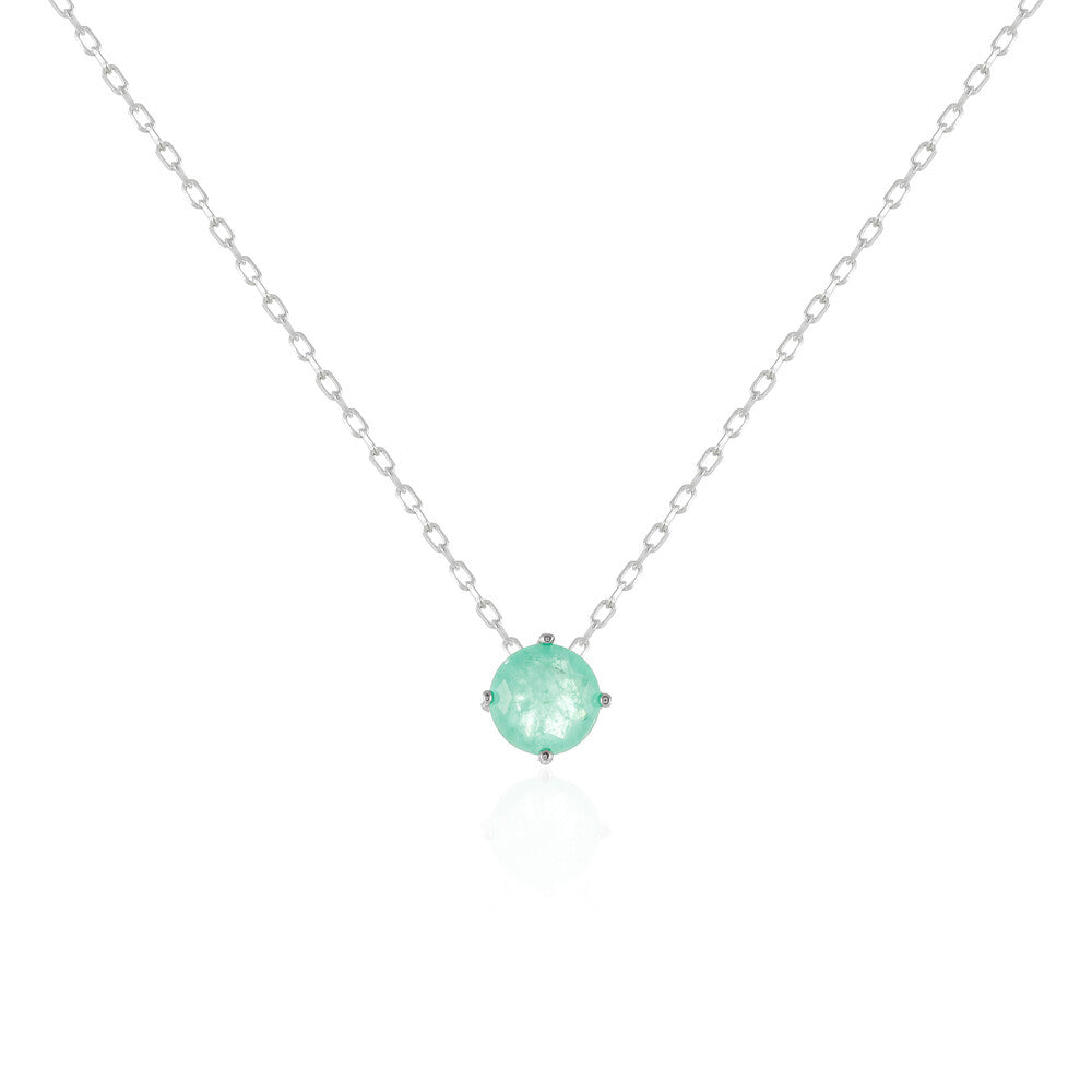 Colar ponto de luz esmeralda colombiana fusion prata 925 (6mm)