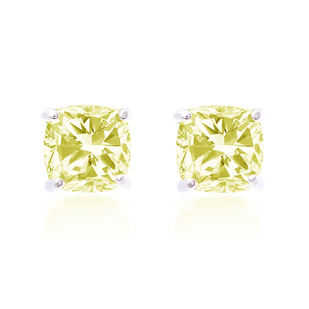 Brinco square zircônia fancy yellow prata 925