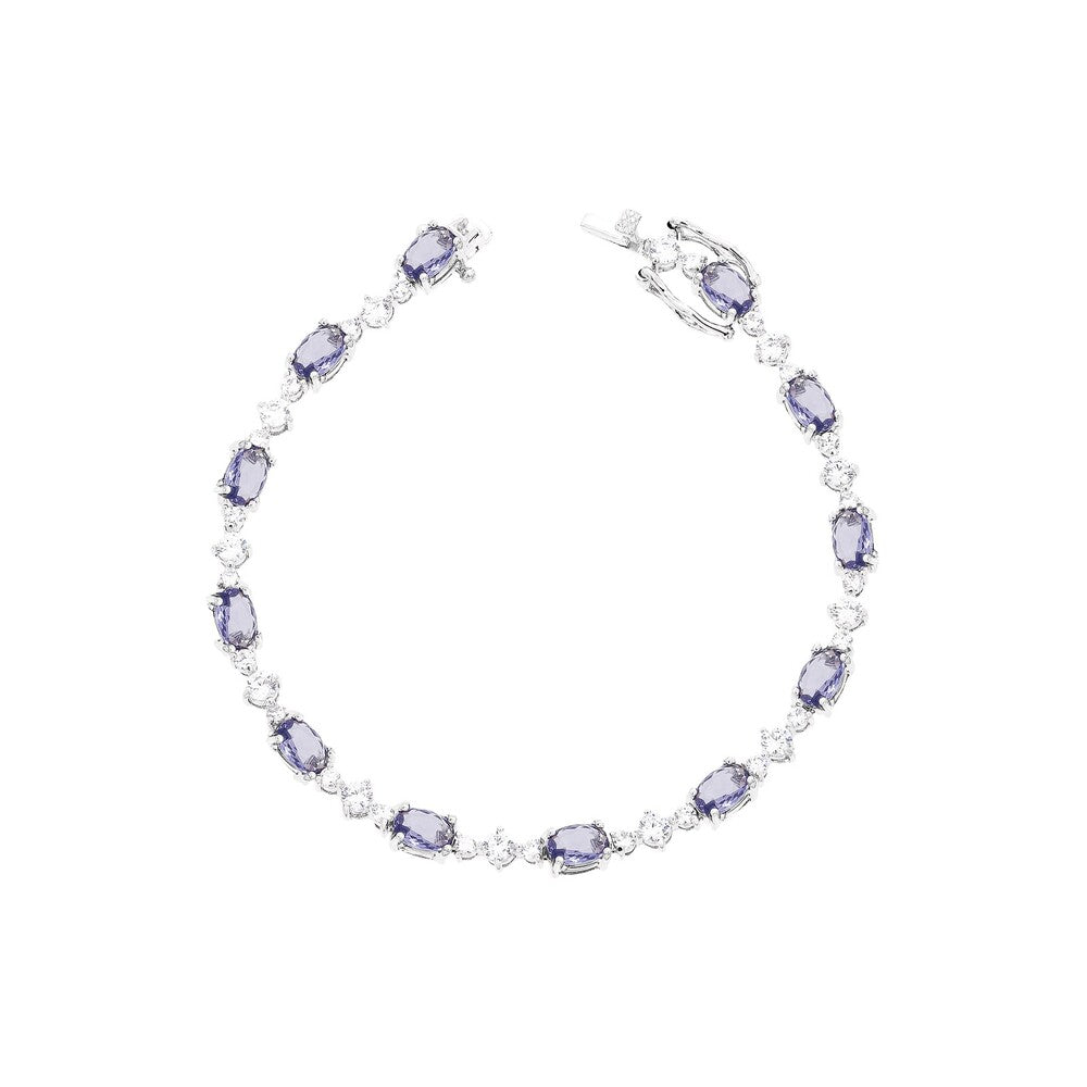 Pulseira riviera Karen zircônia tanzanita ródio branco